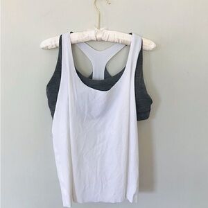 Elegant White and Gray Layered Tank Top